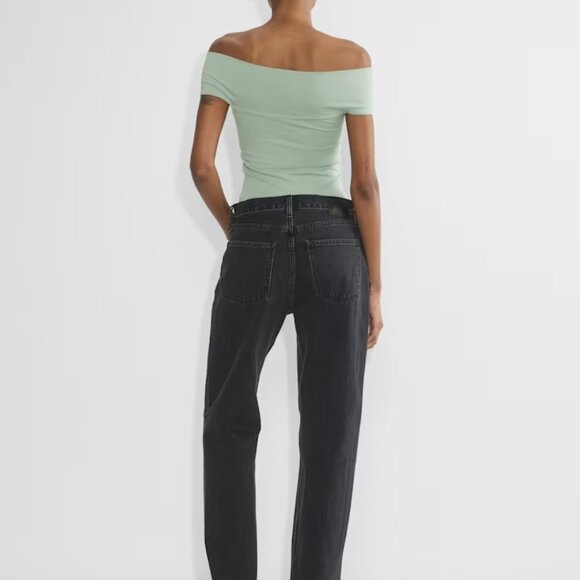 NWT Aritzia Casual CONTOUR Twist Off-shoulder Green Top L - Picture 5 of 7